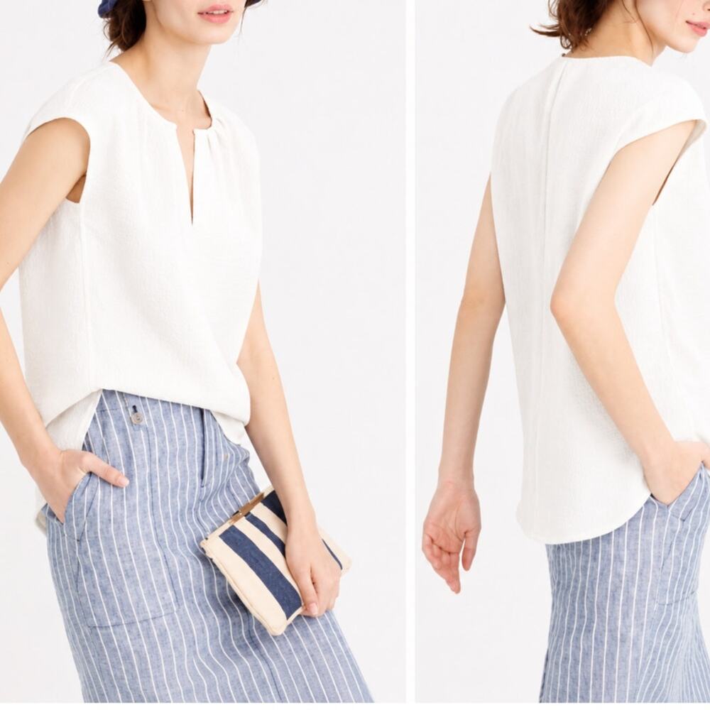 J. Crew Honeycomb Cocoon Top White C3654 Size 4